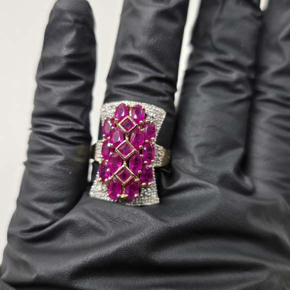 Watch Video / Heirloom 14K Gold Ruby and Diamond Cocktail Ring - Picture 13 of 13